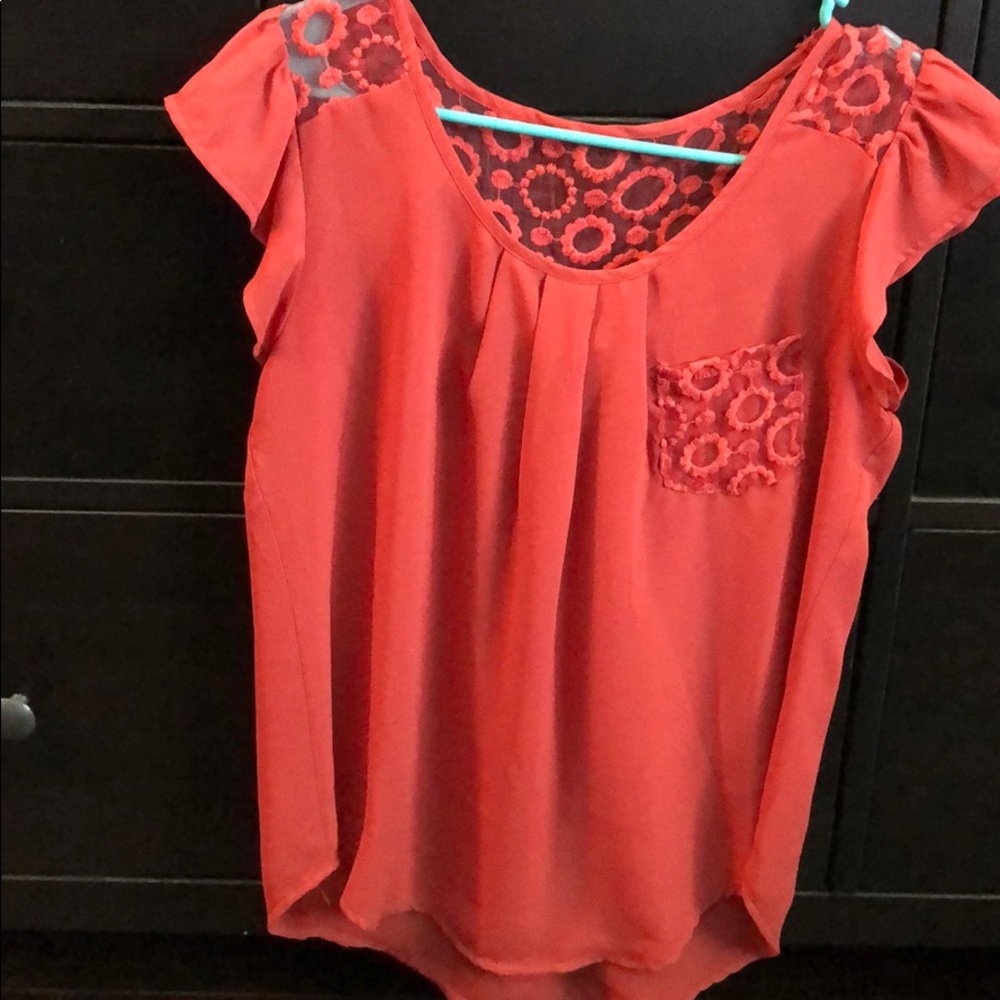 Orange lace cute back top